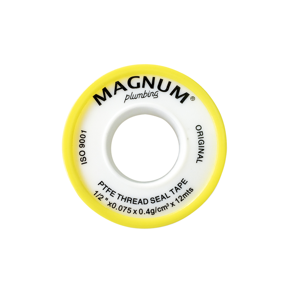 Cinta teflón 1/2” 0.075”0.8G/cm”6.6MTS. Para gas amarillo