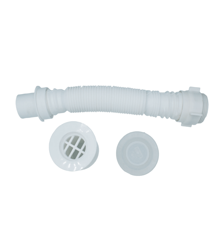 Trampa corrugada universal blanca con desague blanco vtu