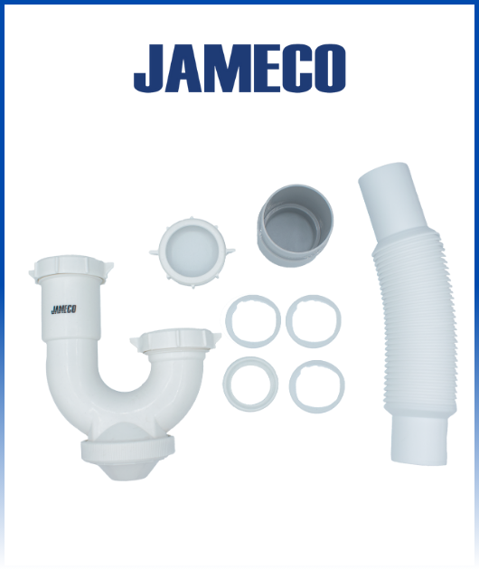 Trampa plástica 1-1/2 1-1/4 con resgis. salida flexible