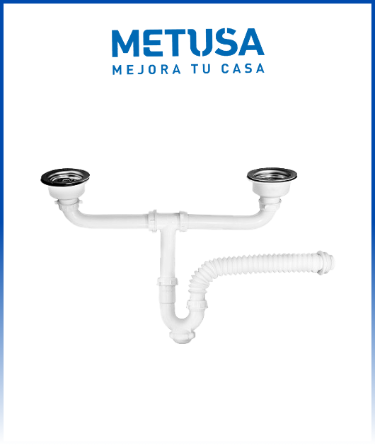 Trampa flex "P" con reg. lavadora 2 pozas extralarga